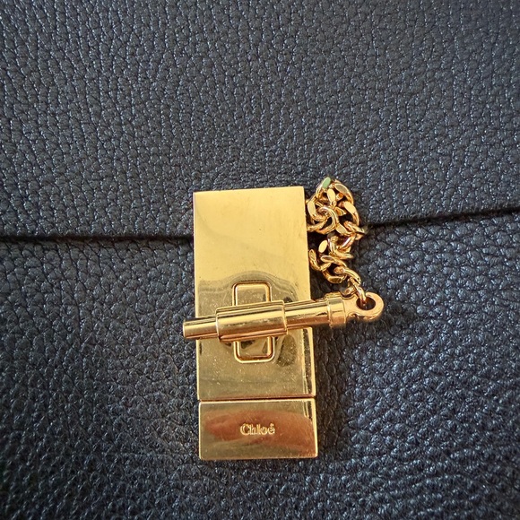 Chloe Black lamb skin leather Crossbody Bag with Gold Accents. - Picture 5 of 16